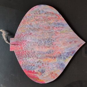 Hand Painted Flat Wood Oversized Christmas Ornament 11.5" Orange